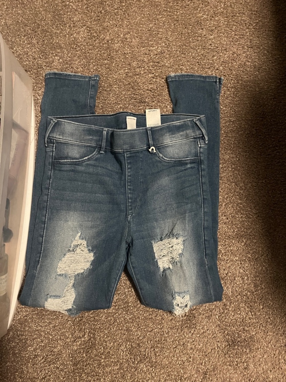 Women's Distressed Mid-Blue Stretch Skinny Jeans